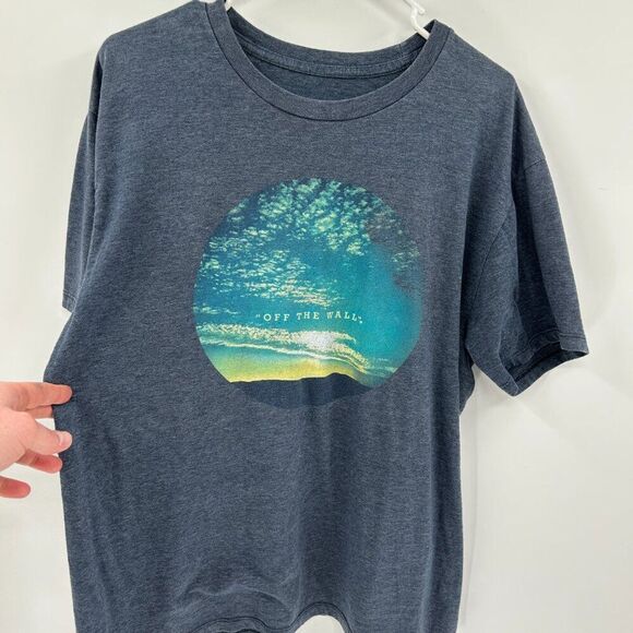 Vans "Off The Wall" Mountain Sky Heather Blue Skateboard Graphic Tee Size Large - Picture 4 of 5